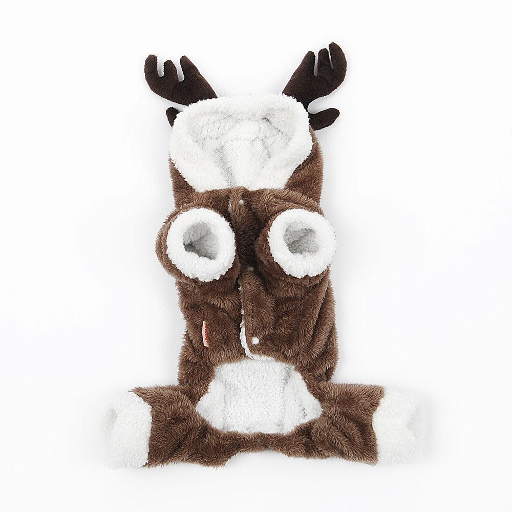 Cozy Coral Fleece Elk Christmas Dog Clothes