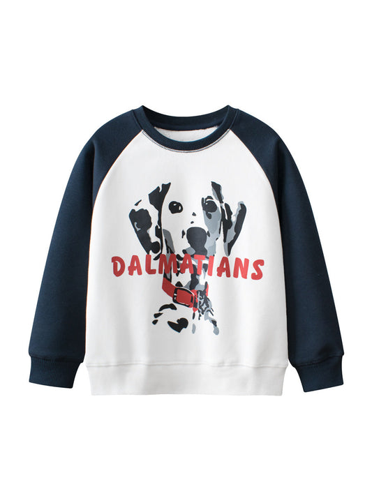 Kids Boys And Girls Cartoon Pet Dogs Printing Fleece Pullover Clothing